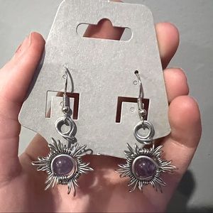 Amethyst sun earrings HANDMADE